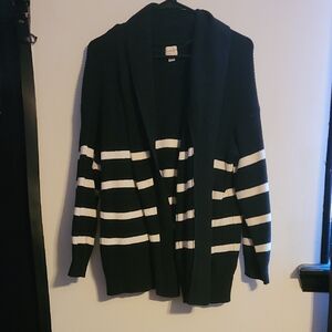 Black and White Striped Cardigan